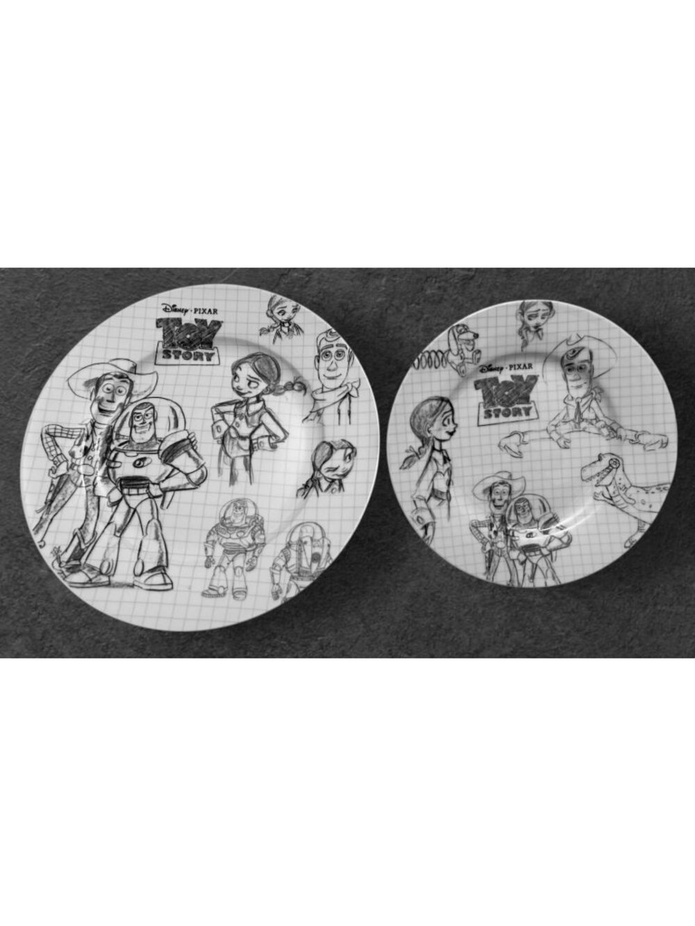 Disney Pixar Toy Story Ceramic Plate Set With Grid Design - Woody Buzz & Jessie